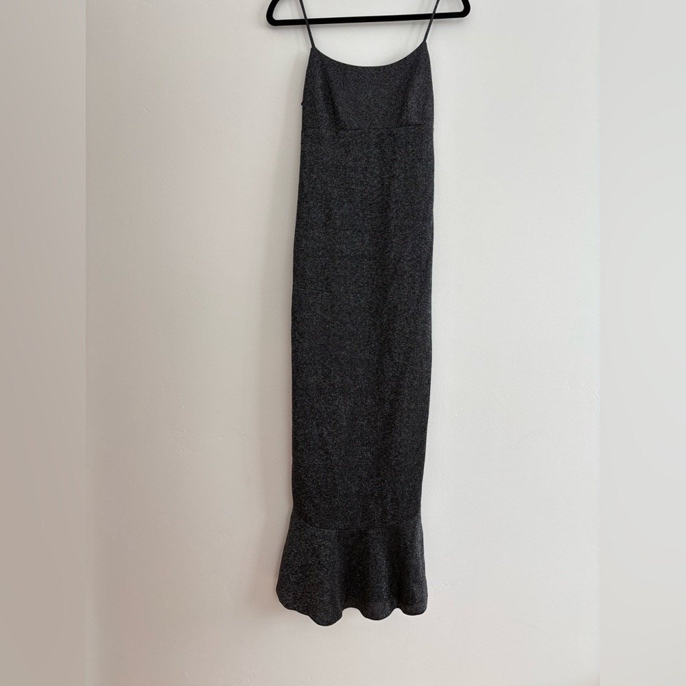 Vintage Ecru Studio Black Sparkly Glitter Maxi Dress Y2K 90s Hoco Prom Large